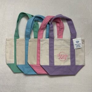 💕🩵Trader Joe’s Mini PASTEL Canvas Tote Bags